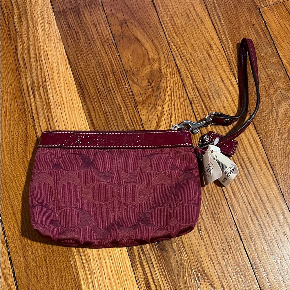 Coach Maroon Signature Wristlet